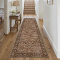 HUGEAR 2x8 Brick Red Vintage Floral Washable Runner Rug for Hallway by HUGEAR
