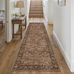 HUGEAR 2x8 Brick Red Vintage Floral Washable Runner Rug for Hallway by HUGEAR