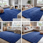 5x8 Fluffy Shag Area Rugs for Living Room Bedroom: Soft Plush Carpet Blue - Image 7