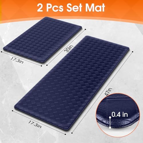 TranquilRelax 2-Piece Kitchen Mats, Cushioned Non-Slip Floor Mats, Blue - Image 2