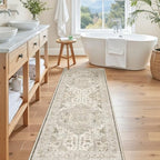 Madane Washable Runner Rug 2x6 Runners for Hallways Non Slip, Ivory/Brown - Image 4
