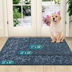 Bulijojo Sturdy Front Entrance Doormats,Durable Heavy Duty Welcome Mat,Thick Absorbent Natural Rubber Non Slip Mat,Easy Clean Entryway Mat Leaves Blue, 47" x 32" - Image 5