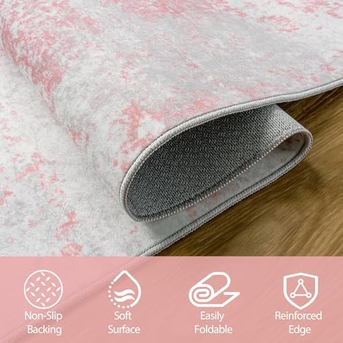 Aelenmu 5x7 Area Rugs for Living Room Washable Bedroom Dining Room Pink - Image 4