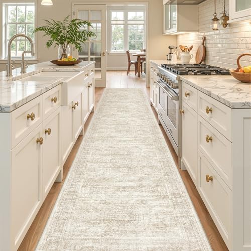 2x10 Runner Rug Non Slip,Washable Hallway Runner Rug,Beige - Image 5