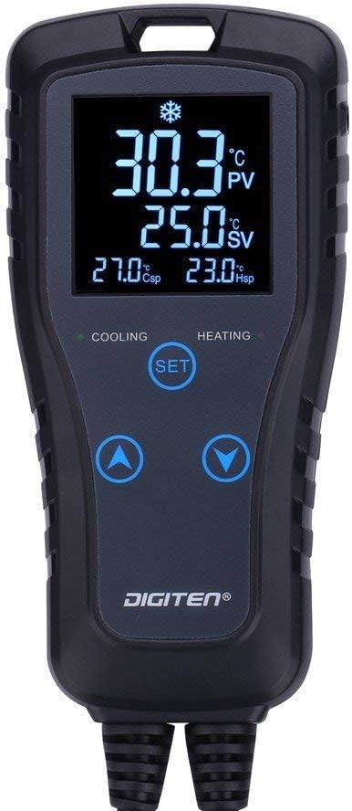 DIGITEN Temperature Controller DTC102 2-Stage Temperature Controlled Outlet Heat Mat Thermostat 110V Plug-in Reptile Thermostat