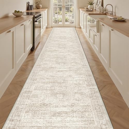 3x16 Runner Rug Non Slip,Washable Hallway Runner Rug,Beige by Restydon
