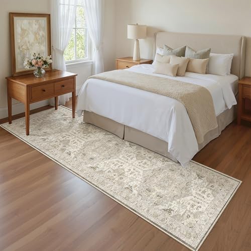 Madane Hallway Runner Rug 2x8 Washable Kitchen Rugs Non-Slip, Ivory/Brown - Image 4
