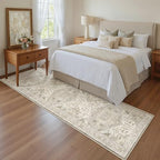 Madane Hallway Runner Rug 2x8 Washable Kitchen Rugs Non-Slip, Ivory/Brown - Image 4