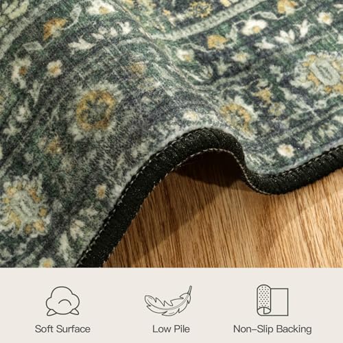 4ft Area Rugs for Living Room Bedroom, Green Washable Non-Slip Carpet - Image 7