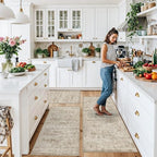 Kitchen Rugs Sets of 3,Washable Non-Slip Kitchen Mats for Hardwood Floor, Boho Farmhouse Kitchen Runner Rug for Sink,Entryway & Hallway & Bathroom (Beige Brown, 2x3+2x4+2x5) - Image 3