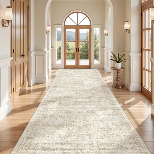 4x10 Runner Rug Non Slip,Washable Hallway Runner Rug,Beige - Image 3
