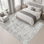 Area Rug Living Room: 4x4 Modern Washable Soft Carpet Black Grey - Image 3