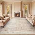 8x10 Area Rug for Living Room, Non-Slip Washable Beige Large Carpet by Lofus