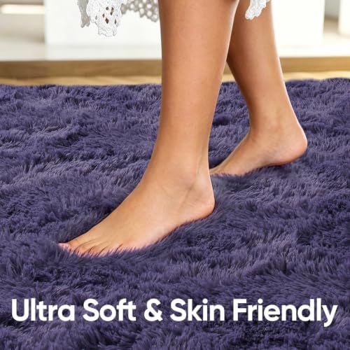 6x9 Large Taro Purple Fluffy Soft Area Rug Non-Slip for Living Room Bedroom - Image 5