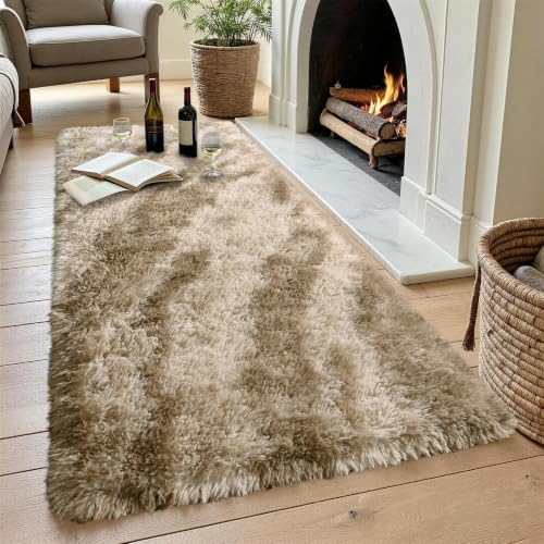 Noahas 2x6 Khaki Fluffy Soft Runner Rug Non-Slip for Bedroom Dorm Hallway - Image 4
