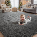 5x7 Fluffy Shag Area Rugs for Living Room Bedroom: Soft Plush Carpet Grey by CarpetAddColortoYourLife