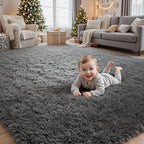 4x6 Fluffy Shag Area Rugs for Living Room Bedroom: Soft Plush Carpet Grey by CarpetAddColortoYourLife