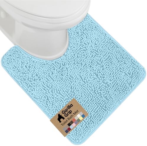GORILLA GRIP Chenille Bath Rug Mat for Square Toilet Base, 24x19 Sky Blue by GorillaGrip
