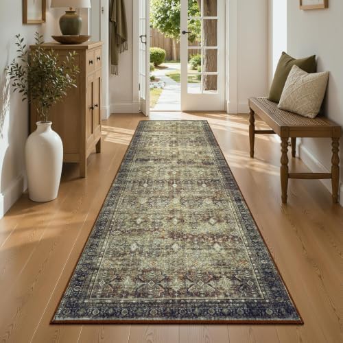 2x6 Area Rugs for Hallways, Brown Washable Non-Slip Kitchen Runner Rug by Lofus
