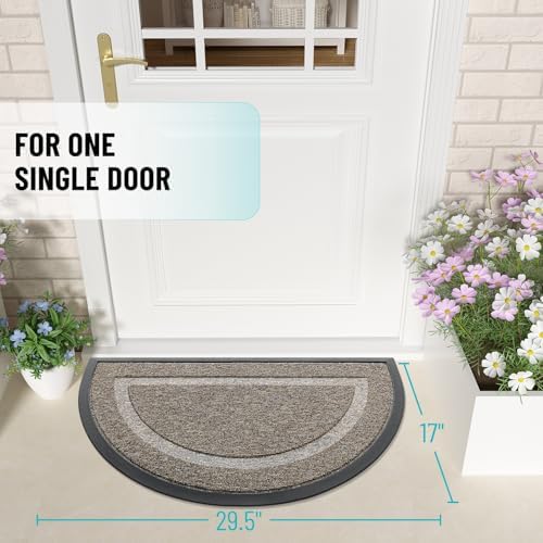 OLANLY Half Circle Front Door Mat Outside 29.5x17 All-Season Rubber Doormat - Image 2