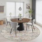 Round Area Rug Living Room: 4 ft Modern Washable Carpet Taupe - Image 5