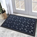 Bulijojo Sturdy Front Entrance Doormats,Durable Heavy Duty Welcome Mat,Thick Absorbent Natural Rubber Non Slip Mat,Easy Clean Entryway Mat Geometric Blue 23"x35" by ShowYourStyle