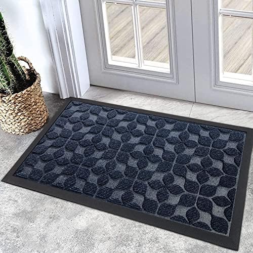 Bulijojo Sturdy Front Entrance Doormats,Durable Heavy Duty Welcome Mat,Thick Absorbent Natural Rubber Non Slip Mat,Easy Clean Entryway Mat Geometric Blue 23"x35" by ShowYourStyle