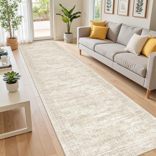 2x10 Runner Rug Non Slip,Washable Hallway Runner Rug,Beige - Image 3