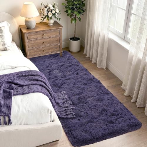2x6 Taro Purple Fluffy Soft Runner Rug Non-Slip for Bedroom Dorm Hallway - Image 2