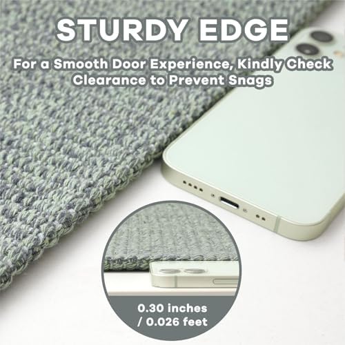 EARTHALL Washable Runner Rug, Non Slip Hallway Runner, 3x12 Ft, Green/Grey - Image 2