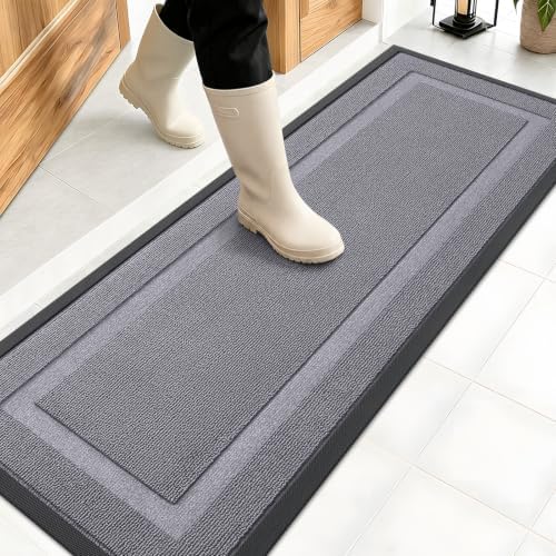 OLANLY Front Door Mat Outside 47x17, All-Season Heavy-Duty Rubber Doormat by OLANLY