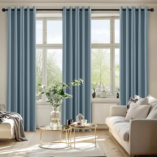MIULEE Blackout Curtains for Bedroom 2 Panel 40 x 84 Inch Long Greyish Blue - Image 6