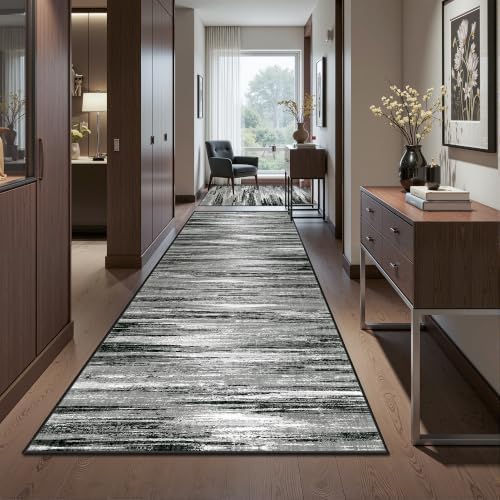 2'6 x 10' Runner Rug Non Slip,Washable Kitchen Rugs,Black - Image 3
