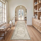 Madane Washable Runner Rugs 2x10 Long for Hallway Kitchen, Ivory/Brown - Image 4