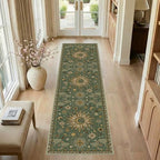 Vacuum-Friendly, 2x8 Washable Area Rug, Green Brown - Image 2