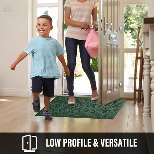 HIYARD Front Door Mat, Absorbent Dirt Trapping Welcome Door Mat Indoor Outdoor, Non Slip Entry Mat, Indoor Outdoor Door Mats, Fade Resistant, Low Profile Doormat for Entryway, 36×24, Green - Image 5