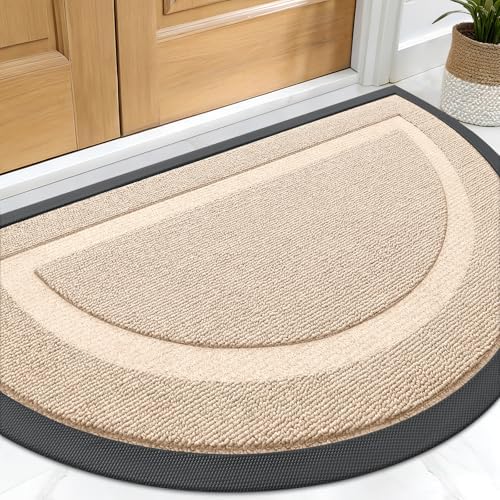 OLANLY Half Circle Front Door Mat Outside 33x21 All-Season Rubber Doormat by OLANLY