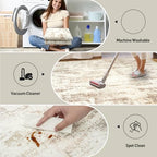 8x10 Area Rugs for Living Room: Washable Abstract Beige Grey Bedroom Carpet - Image 4
