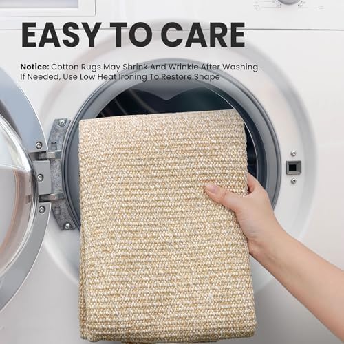EARTHALL Washable Runner Rug, Non Slip, 3x16 Ft, Golden Beige/White - Image 3