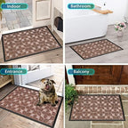 Bulijojo Sturdy Front Entrance Doormats,Durable Heavy Duty Welcome Mat,Thick Absorbent Natural Rubber Non Slip Mat,Easy Clean Entryway Mat 17"x30" Geometric Brown - Image 6