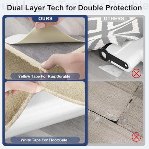 Home Techpro 24 PCS Gripper for Rug for Hardwood Floors, Reusable Under Rug Carpet Tape, Rug Anti Slip Grips for Area Rugs,Non Slip Rug Pads - Image 3
