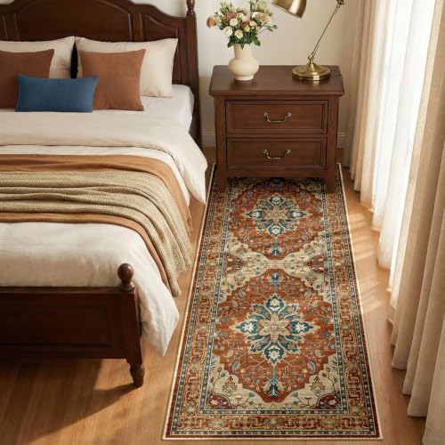 RELEANY Washable Area Rug, Runner 3'x6', Red/Orange/Blue/Brown - Image 2