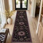 Vacuum-Friendly, 2x10 Washable Area Rug, Black Purple Beige - Image 2