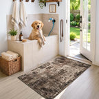 2x5 Brown Rug Runners for Hallways Kitchen Runner Rug Non Slip Washable Black Long Runner Rugs with Rubber Backing Soft Abstract Carpet Runner for Bedroom, Kitchen, Bathroom, Entryway - Image 2