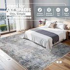 9x12 Area Rugs for Living Room Washable Bedroom Dining Room Brown Blue - Image 2