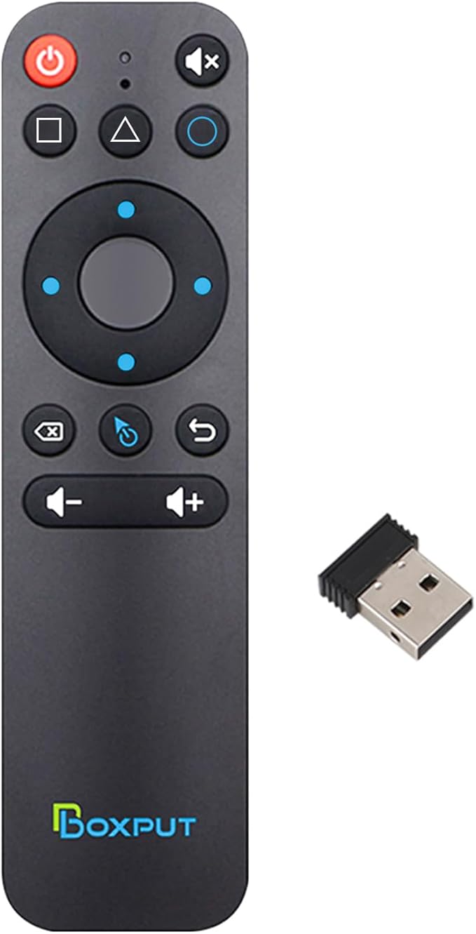BOXPUT BPR1S Plus Air Mouse Remote BT & 2.4G RF Replacement Remote with USB Receiver and Voice Control Supports 6-Axis Gyro IR Learning for Android TV Box TV Stick Smart Set Top Box