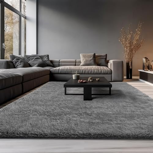 Ophanie Area Rugs 9x12 Living Room, Large Grey Bedroom Carpet, Big Shag Indoor Thick Soft Nursery Rug, Gray Fluffy Carpets for Boy and Girls Room Dorm Home Decor Aesthetic - Image 5