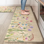 KIMODE Anti Fatigue Kitchen Mats, Brown Farmhouse Kitchen Rugs Sets of 2 by StayinComfortCookwithJoy