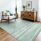 Chicrug 4x6 Green Washable Striped Abstract Area Rug Bedroom Living Room - Image 3