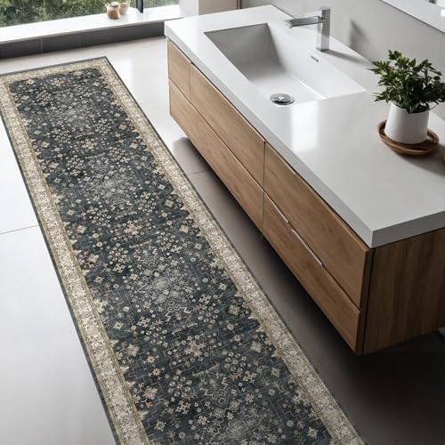 Black Washable 8ft Long Runners for Hallways, 2x8 Kitchen Runner Rug, Entryway Indoor Runner for Bathroom, Non Slip Boho Vintage Floor Décor for High Traffic Area - Image 6